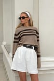 Brown Ceinture tressée en cuir synthétique