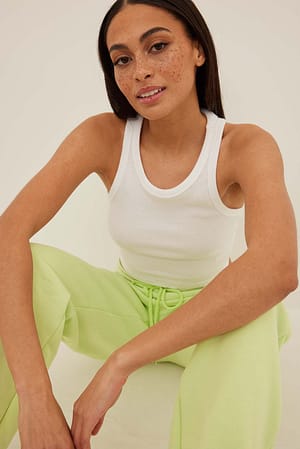 Soft Green Pantalon de survêtement brossé à cordon