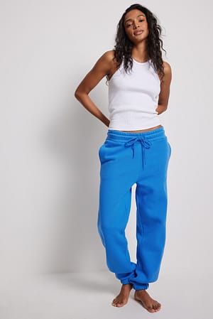 Dark Blue Pantalon de survêtement brossé à cordon