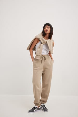 Taupe Pantalon de survêtement brossé à cordon