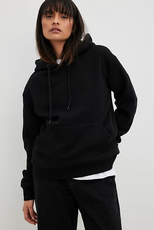 Black Hoodie en peluche surdimensionné