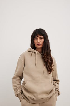 Taupe Hoodie en peluche surdimensionné