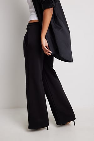 Black Jogging droit en tissu brossé