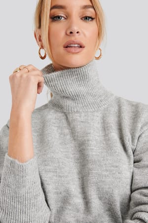 Grey NA-KD Buckle Belt Knitted Sweater