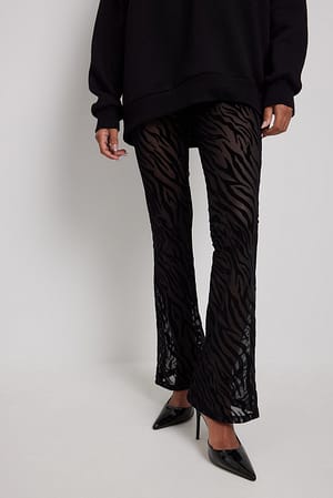 Black Pantalon en tulle effet dévoré