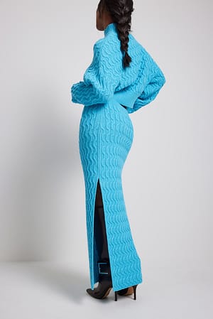Blue Jupe mi-longue en maille torsadée