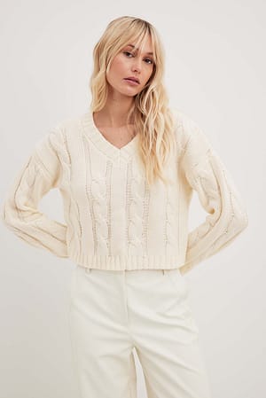 Off White Pull en maille torsadée
