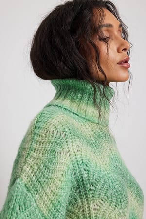 Green Mix Pull en maille torsadée à col roulé