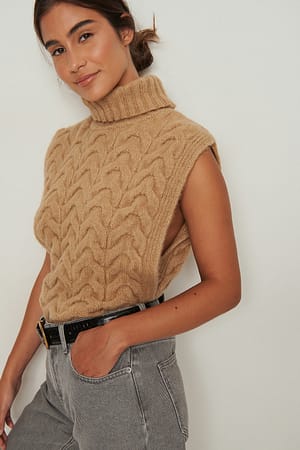 Beige Plastron recyclé en maille torsadée
