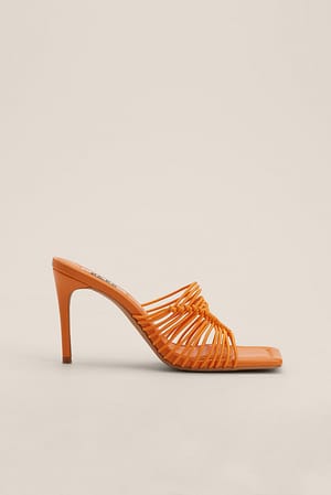 Orange Chaussures à talons avec brides