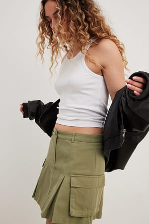 Khaki Mini-jupe cargo à taille mi-haute