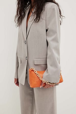 Orange Sac baguette effet croco avec chaîne