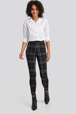 Black/White NA-KD Check Leggings