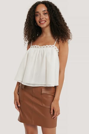 White NA-KD Boho Haut Mousseline