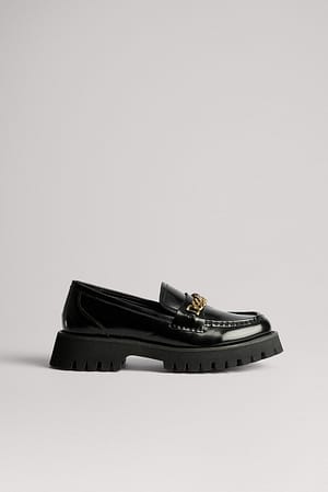 Black Mocassins Chunky détaillés