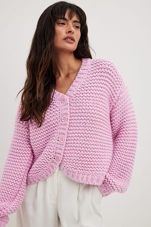 Pink Cardigan en maille épaisse