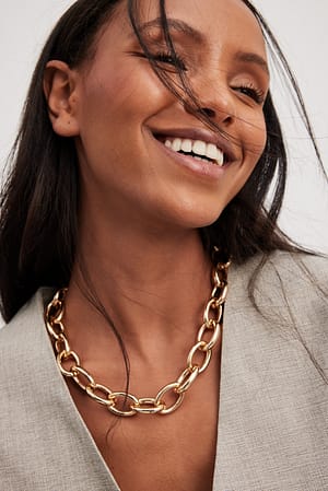 Gold Collier à grosse chaîne arrondie recyclé