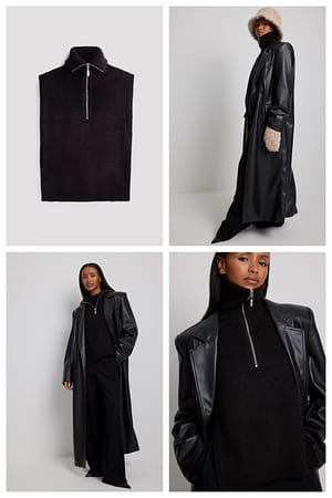 Black Chunky Zip Detail Bib