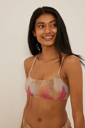 Camouflage Haut de bikini à smocks et découpes