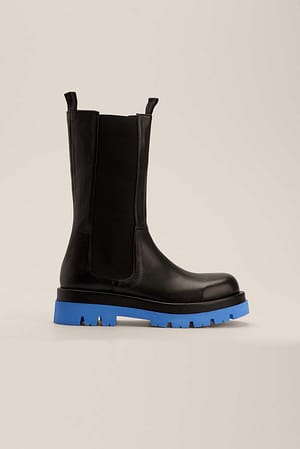 Blue/Black Bottes en cuir