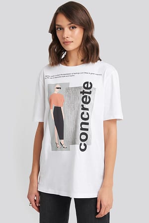 White NA-KD Concrete Oversized T-shirt