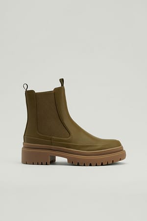Olive Bottes Chelsea à semelle contrastante