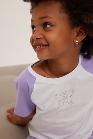 White/Lilac T-shirt contrastant