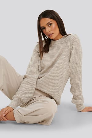 Light Grey Crew Neck Knitted Sweater