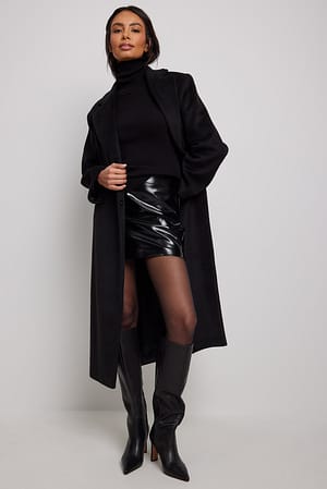Black Jupe courte effet froissé en similicuir