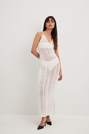 White Robe en maille crochetée