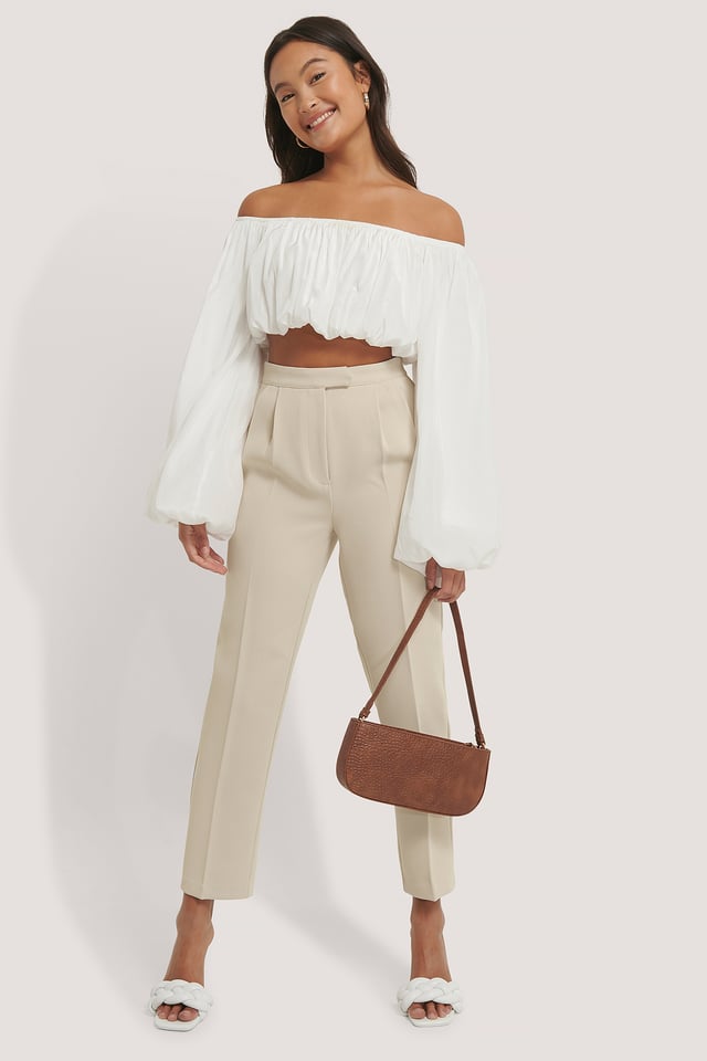 Offwhite Pantalon De Costume Court À Pinces