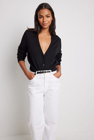 Black Cardigan court en tricot