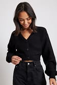 Black Cardigan court en maille lurex