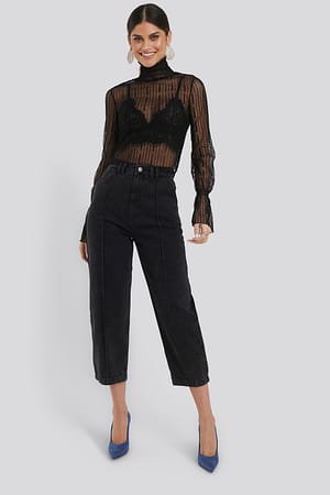 Black Cropped Slouchy Jeans