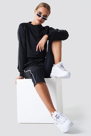 White Cropped Track Pants