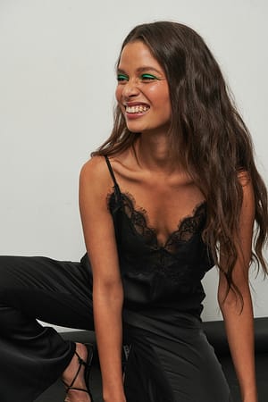 Black NA-KD Party Cross Lace Singlet