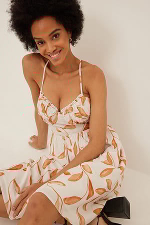Bränt Print Robe en lin à armatures