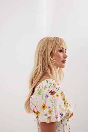 Standing Poppy Flower Print Robe mi-longue en coton à armatures