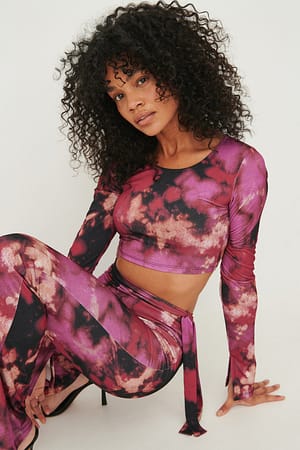 Pink Print Pantalon en jersey à découpes au niveau de la taille