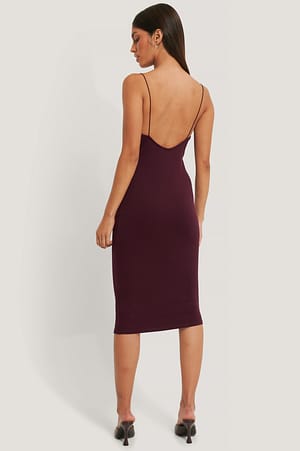Bordeaux NA-KD Party Robe Bretelles Spaghetti