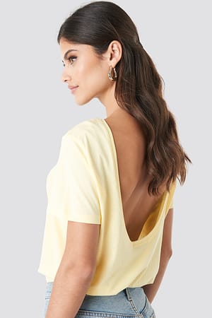 Light Yellow NA-KD Deep Back Tee