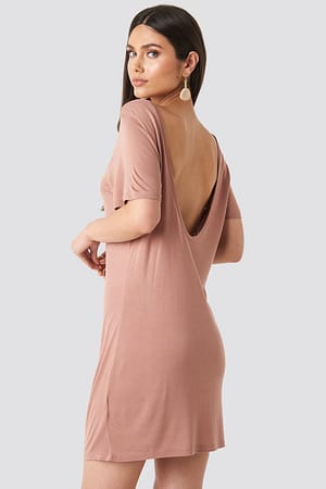 Dusty Dark Pink Deep Back Viscose Dress