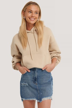 Mid Blue Wash Distressed Denim Mini Skirt