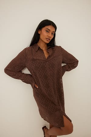 Brown Robe chemise Dobby recyclée