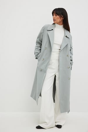 Grey Trench à double boutonnage