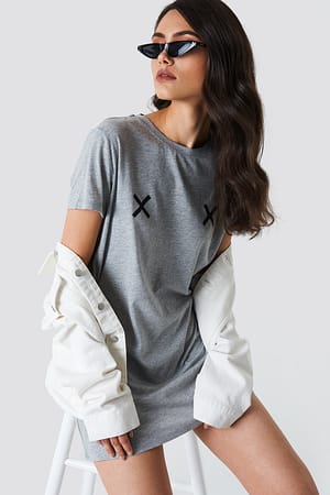 Grey Melange Double X T-shirt Dress