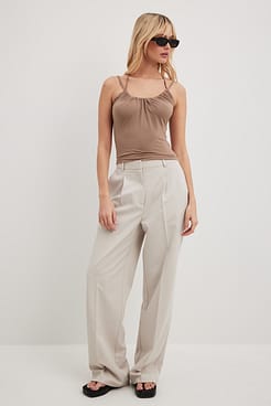 Double Strap Front Draped Singlet Outfit