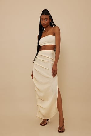 Beige Jupe longue drapée