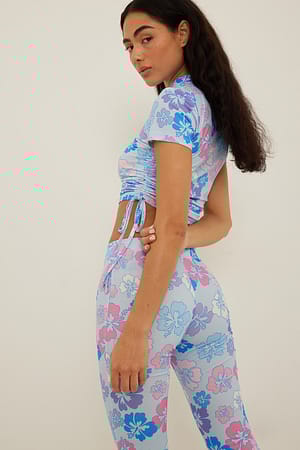 Flower Print Haut avec cordon de serrage
