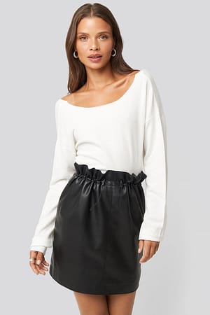 Black NA-KD Trend Drawstring Pu Skirt